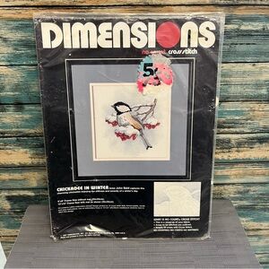Vintage-Dimensions-Chickadee In Winter-No Count Cross Stitch Kit #3904 NIP 1987